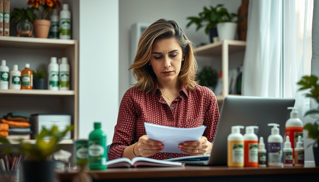 mujer leyendo el contrato para trabajar como vendedora independiente en farmasi