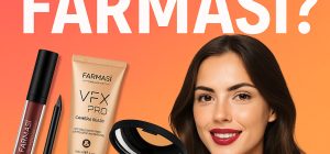 farmasi influencer sonriendo junto a productos de farmasi