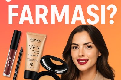 farmasi influencer sonriendo junto a productos de farmasi